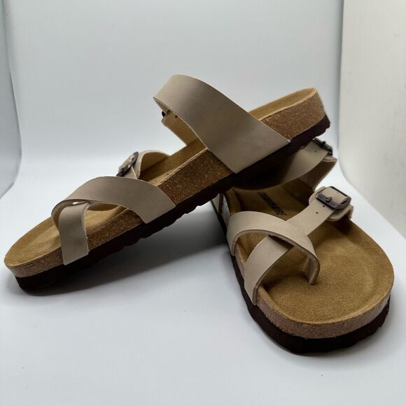 CUSHIONAIRE Women's Cork Footbed Sandal With +Comfort 9.5 TAUPE - Picture 7 of 7